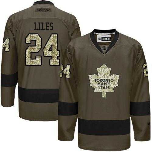 Glued Toronto Maple Leafs #24 John-Michael Liles Green Salute to Service NHL Jersey